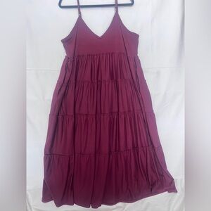 Zenana Outfitters Burgundy Tiered Maxi Dress 1X